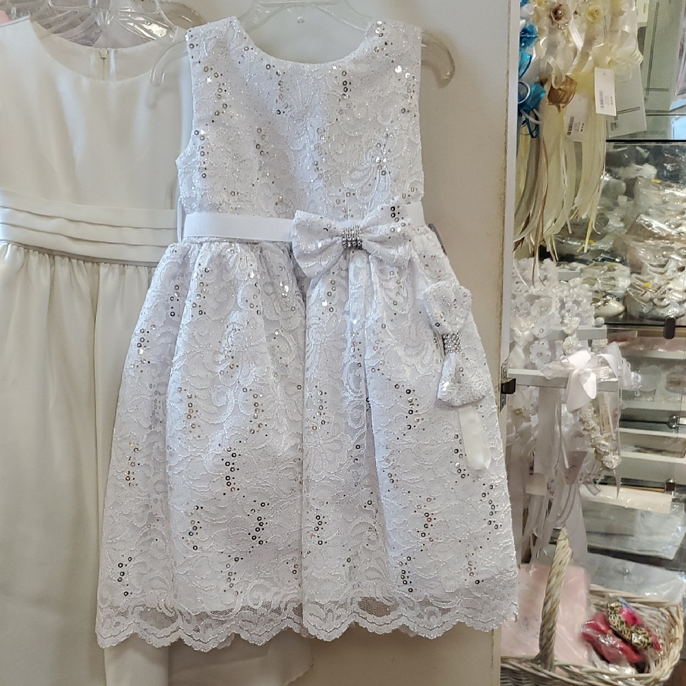 Elegant White Lace Kids Dress 24m